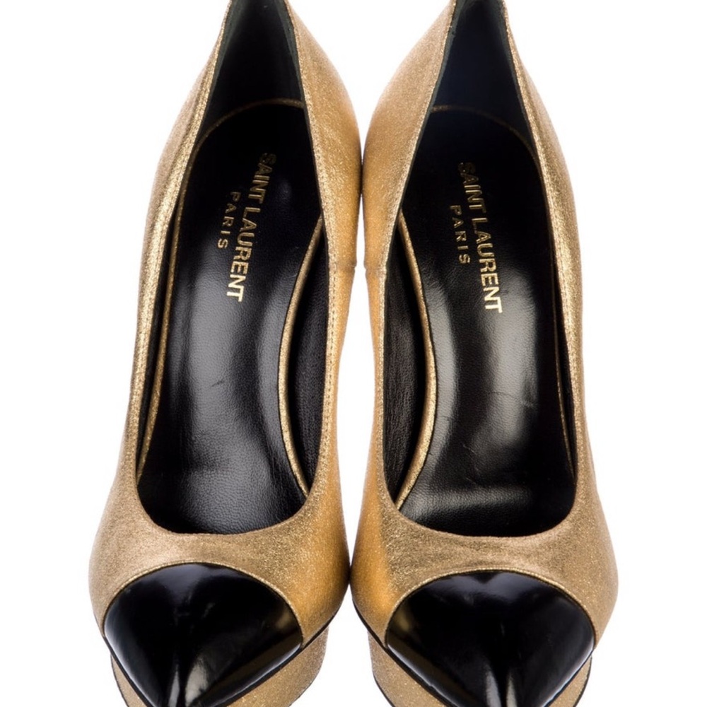 Saint Laurent Women's Heels in Gold and Black size 39/8